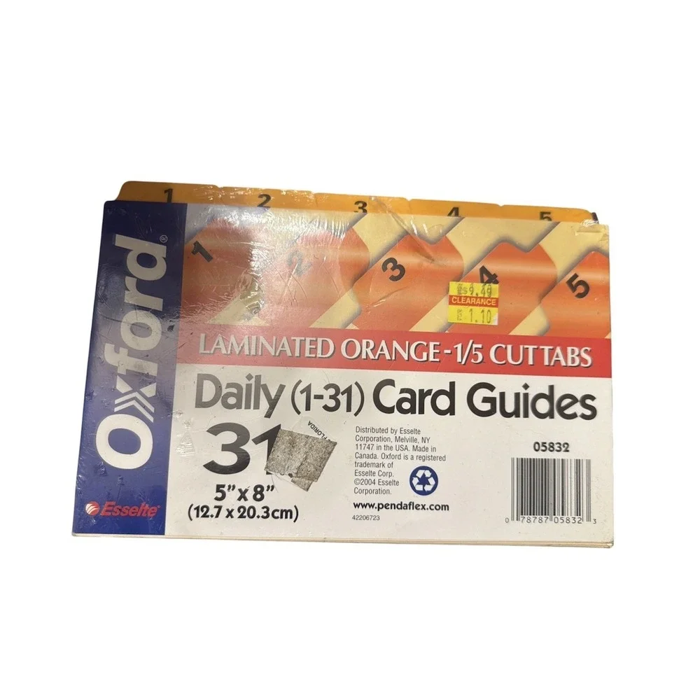 Oxford Lamianted Index Card Guides - 31 X Divider[s] - Printed 1-31 - 8